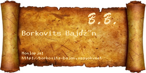 Borkovits Baján névjegykártya